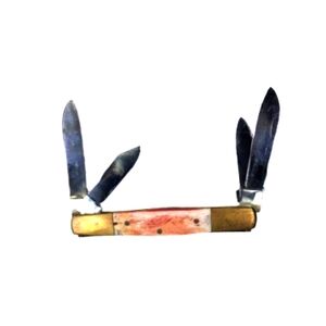 4 Blade Multifunctional Pocket Knife with Gold and Orange Handle